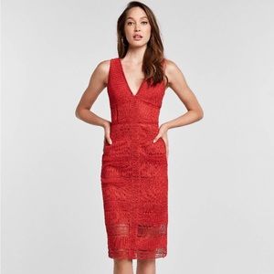 Bardot Lace Dress in Salsa Red